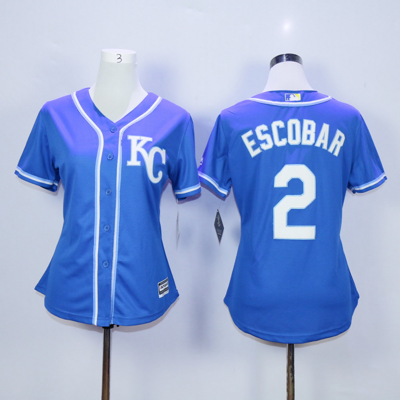 Women Kansas City Royals 2 Eacobar Blue MLB Jerseys